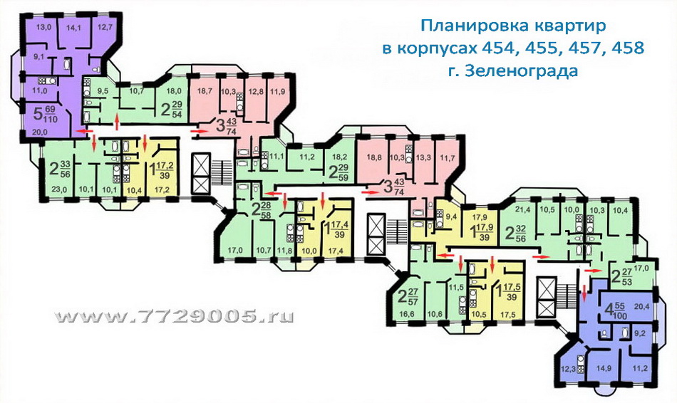 Планировка квартир Зеленоград корп 458